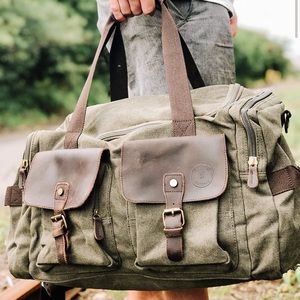 ‘Amsterdam’ leather duffle bag wax canvas vintage